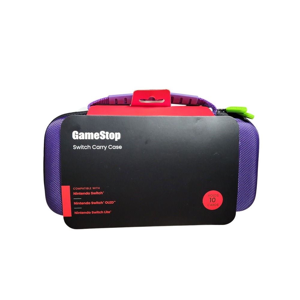 GameStop Nintendo Switch‎ Carry Case Purple Holds 10 Cards Includes Foam Pads